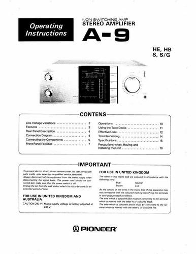 Pioneer amplifier owners - a-9,